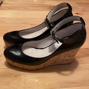 Pedro Garcia Patent Cork Wedges - 39.5/8.5 US